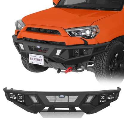 Discovery Tubular Front Bumper w/ Winch Plate & 4 LED Lights For 14-24 Toyota 4Runner - Ultralisk4x4