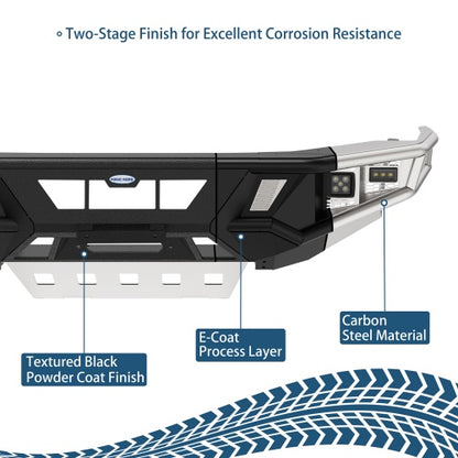 Discovery Tubular Front Bumper w/ Winch Plate & 4 LED Lights For 14-24 Toyota 4Runner - Ultralisk4x4