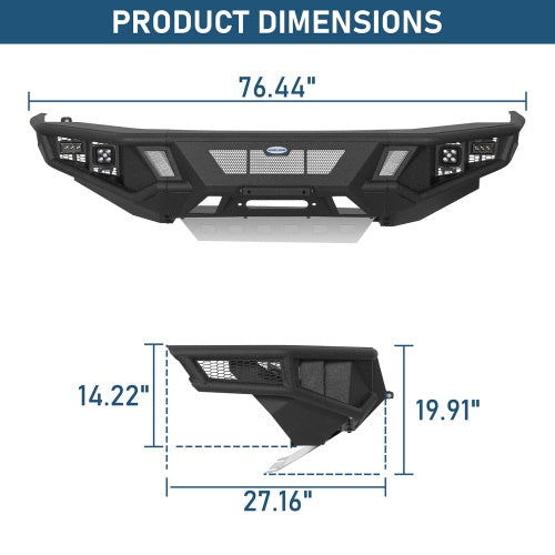 Discovery Tubular Front Bumper w/ Winch Plate & 4 LED Lights For 14-24 Toyota 4Runner - Ultralisk4x4