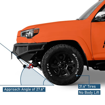 Discovery Tubular Front Bumper w/ Winch Plate & 4 LED Lights For 14-24 Toyota 4Runner - Ultralisk4x4