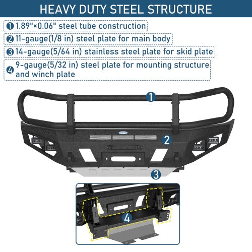 ExplorerX Front Bumper w/ Grille Guard For 2003-2005 Toyota 4Runner - Ultralisk4x4