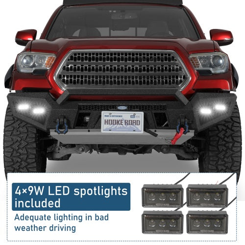 Zenith Full-Width Front Bumper w/ Winch Plate For 16-23 Toyota Tacoma - Ultralisk4x4