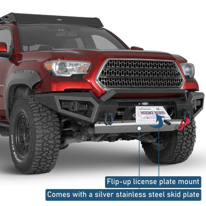 Zenith Full-Width Front Bumper w/ Winch Plate For 16-23 Toyota Tacoma - Ultralisk4x4
