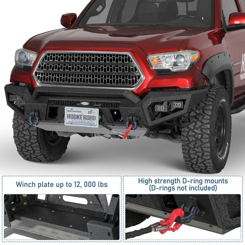 Zenith Full-Width Front Bumper w/ Winch Plate For 16-23 Toyota Tacoma - Ultralisk4x4