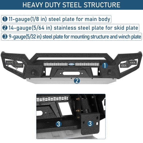 Zenith Full-Width Front Bumper w/ Winch Plate For 16-23 Toyota Tacoma - Ultralisk4x4