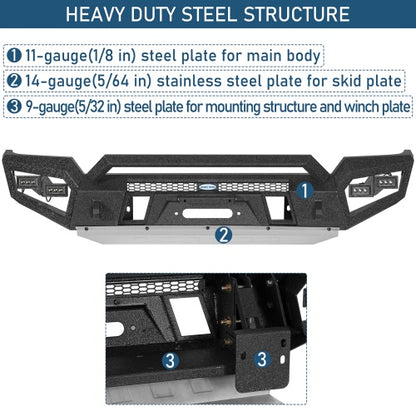 Zenith Full-Width Front Bumper w/ Winch Plate For 16-23 Toyota Tacoma - Ultralisk4x4