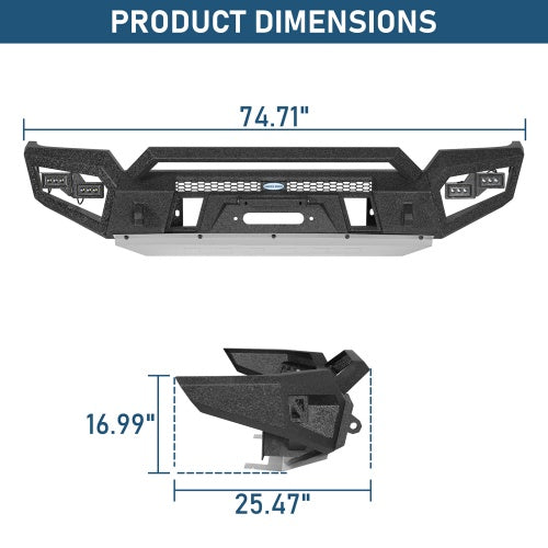 Zenith Full-Width Front Bumper w/ Winch Plate For 16-23 Toyota Tacoma - Ultralisk4x4