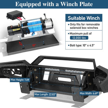 Zenith Full-Width Front Bumper w/ Winch Plate For 16-23 Toyota Tacoma - Ultralisk4x4