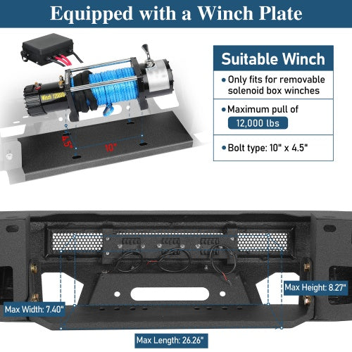 Stubby Front Bumper w/ Winch Plate & LED for 2022-2026 Toyota Tundra Ultralisk4x4