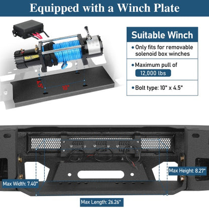Stubby Front Bumper w/ Winch Plate & LED for 2022-2026 Toyota Tundra Ultralisk4x4