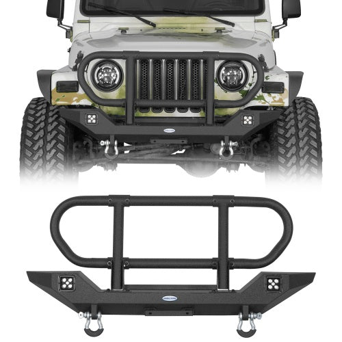 1987-2006 Jeep Wrangler YJ/TJ - Rock Crawler Front Bumper w/ Grille Guard Brush Guard - Ultralisk4x4