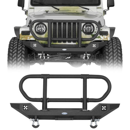 1987-2006 Jeep Wrangler YJ/TJ - Rock Crawler Front Bumper w/ Grille Guard Brush Guard - Ultralisk4x4
