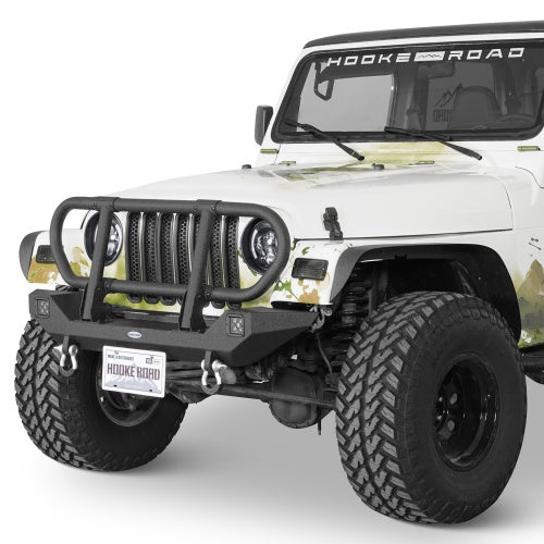 1987-2006 Jeep Wrangler YJ/TJ - Rock Crawler Front Bumper w/ Grille Guard Brush Guard - Ultralisk4x4