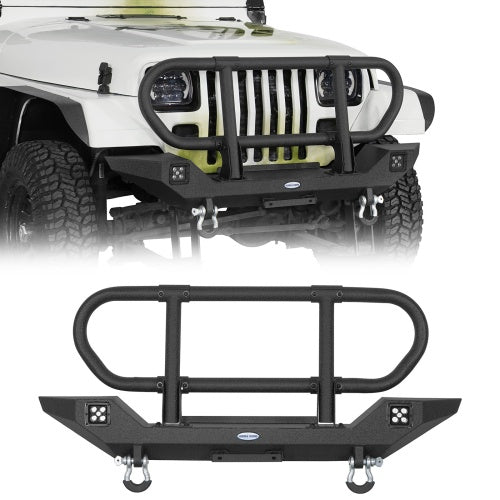 1987-2006 Jeep Wrangler YJ/TJ - Rock Crawler Front Bumper w/ Grille Guard Brush Guard - Ultralisk4x4