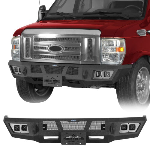Discovery Ⅱ Front Bumper w/ Winch Plate & LED Spotlights For 2008-2026 Ford E-350 - Ultralisk4x4