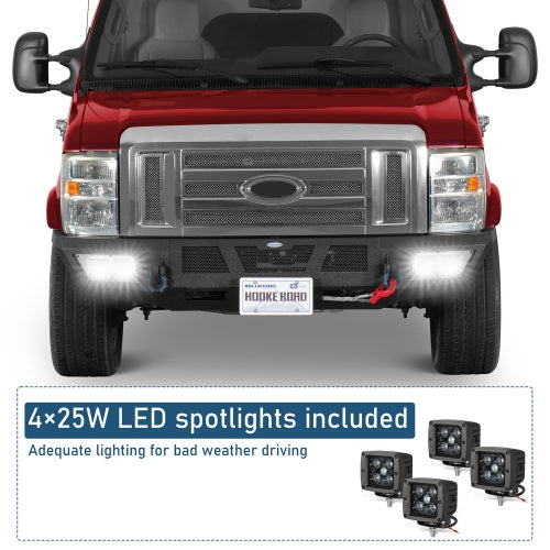 Discovery Ⅱ Front Bumper w/ Winch Plate & LED Spotlights For 2008-2026 Ford E-350 - Ultralisk4x4