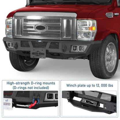 Discovery Ⅱ Front Bumper w/ Winch Plate & LED Spotlights For 2008-2026 Ford E-350 - Ultralisk4x4