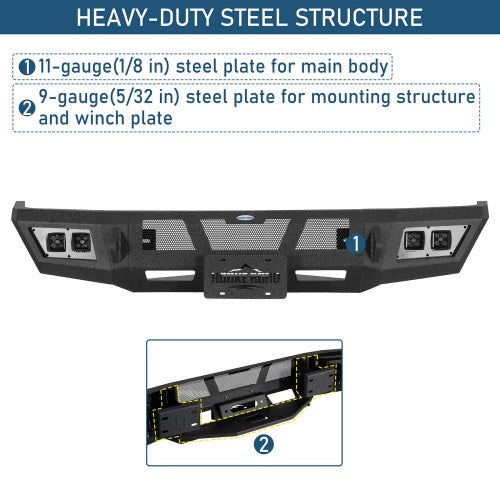 Discovery Ⅱ Front Bumper w/ Winch Plate & LED Spotlights For 2008-2026 Ford E-350 - Ultralisk4x4
