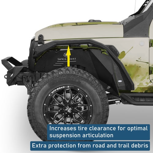 Phantom Front Fender Flares w/ LED Lights & Turn Signal Lights For 2018-2026 Jeep Wrangler JL & Gladiator JT - Ultralisk4x4