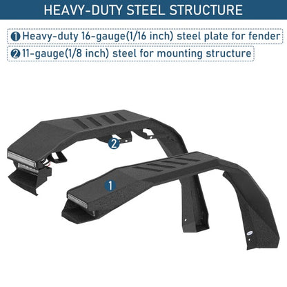 Phantom Front Fender Flares w/ LED Lights & Turn Signal Lights For 2018-2026 Jeep Wrangler JL & Gladiator JT - Ultralisk4x4