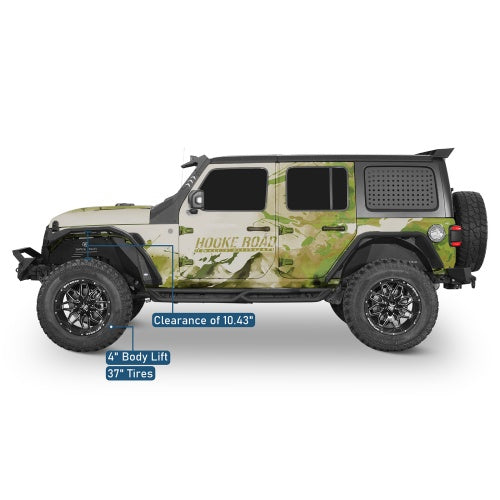 Phantom Front Fender Flares w/ LED Lights & Turn Signal Lights For 2018-2026 Jeep Wrangler JL & Gladiator JT - Ultralisk4x4