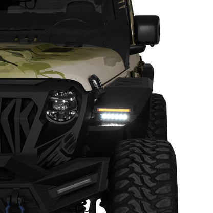 Phantom Front Fender Flares w/ LED Lights & Turn Signal Lights For 2018-2026 Jeep Wrangler JL & Gladiator JT - Ultralisk4x4