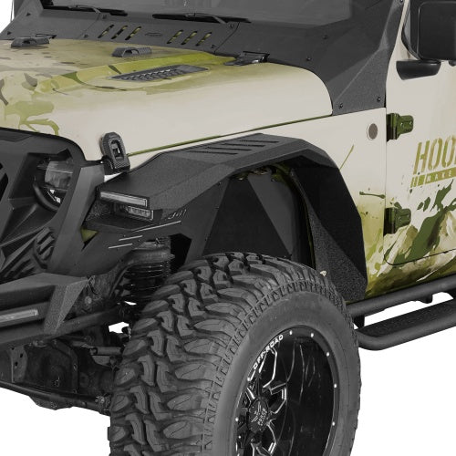 Phantom Front Fender Flares w/ LED Lights & Turn Signal Lights For 2018-2026 Jeep Wrangler JL & Gladiator JT - Ultralisk4x4