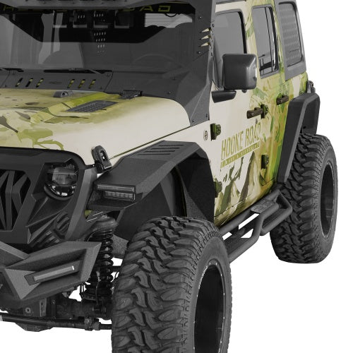 Phantom Front Fender Flares w/ LED Lights & Turn Signal Lights For 2018-2026 Jeep Wrangler JL & Gladiator JT - Ultralisk4x4