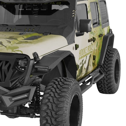 Phantom Front Fender Flares w/ LED Lights & Turn Signal Lights For 2018-2026 Jeep Wrangler JL & Gladiator JT - Ultralisk4x4