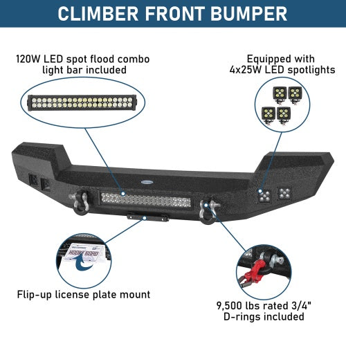 Jeep Wrangler & Gladiator Climber Offroad Front Bumper(18-26 JL & 20-26 JT)- ultralisk4x4