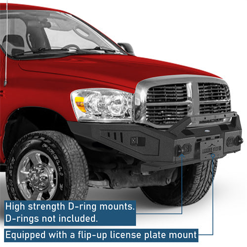 Front Bumper w/ Winch Plate & 4 LED Spotlights For 2006-2009 Ram 2500/3500 - Ultralisk4x4