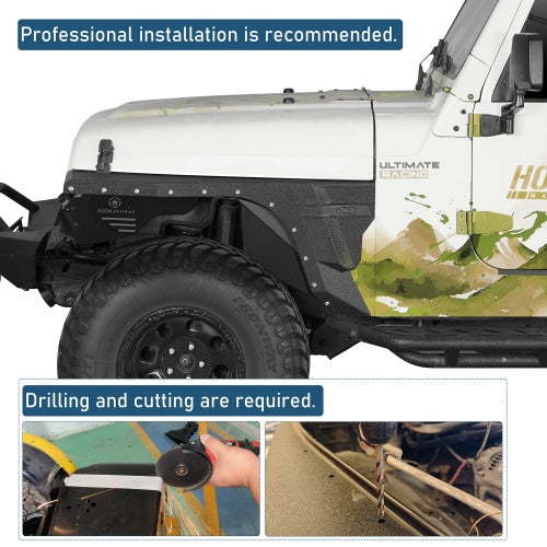 Armour Front Fender Flares & Front Inner Fender Liners Kit (97-06  Jeep Wrangler TJ) - Ultralisk4x4