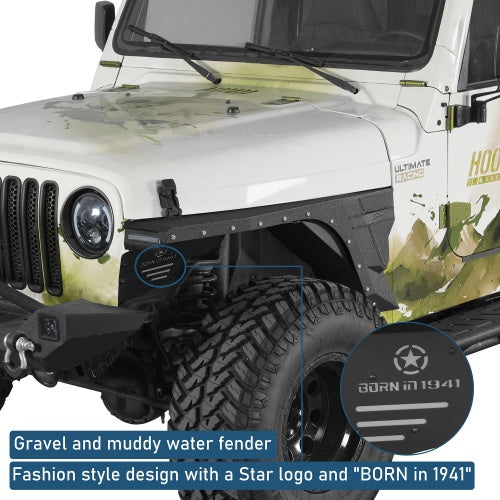 Armour Front Fender Flares & Front Inner Fender Liners Kit (97-06  Jeep Wrangler TJ) - Ultralisk4x4