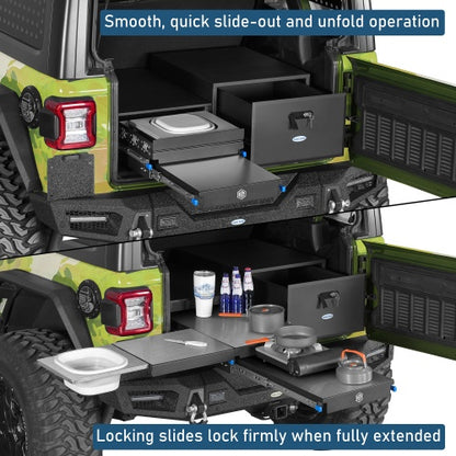 Overland Kitchen & Cargo Drawer System (15-18 Jeep Wrangler JK & 18-26 Wrangler JL & 21-26 Ford Bronco 4-Door) - Ultralisk4x4
