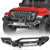 Off Road Full-Width Front Bumper w/Square LED Spotlights Included For 2018-2024 Jeep Wrangler JL 2020-2024 Gladiator JT - Ultralisk4x4