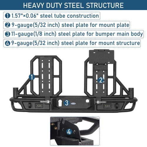 KarooCargo Rear Bumper w/ Dual Swing Arms & Tire Carrie For 2015-2022 Chevy Colorado & 2015-2022 GMC Canyon (Excluding ZR2) - Ultralisk4x4