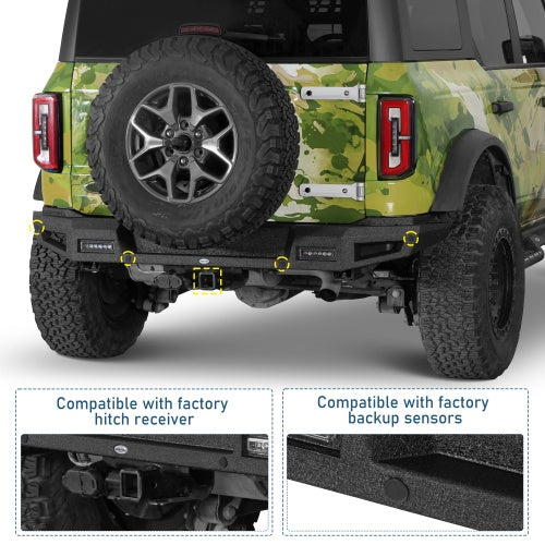 Ultralisk4x4 Classic Rear Bumper For 2021-2026 Ford Bronco (Excluding Bronco Sport & Raptor)