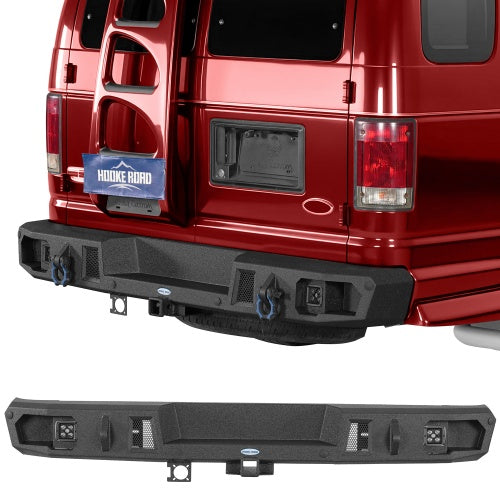 Guardian Ⅰ Rear Bumper w/ 2" Hitch Receiver for 1992-2014 Ford E-350 - Ultralisk4x4