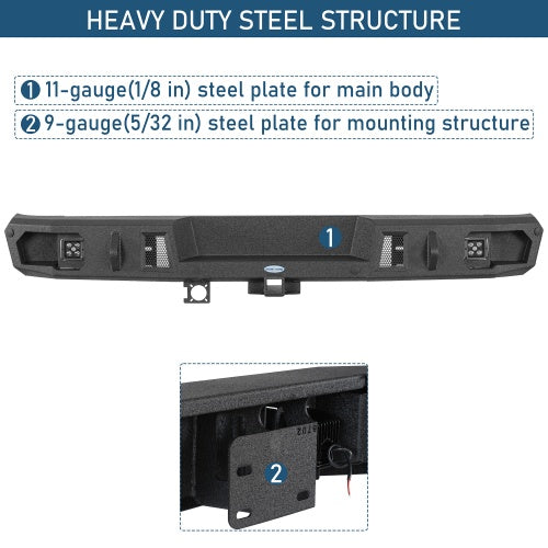 Guardian Ⅰ Rear Bumper w/ 2" Hitch Receiver for 1992-2014 Ford E-350 - Ultralisk4x4
