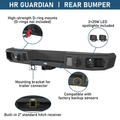 Guardian Ⅰ Rear Bumper w/ 2" Hitch Receiver for 1992-2014 Ford E-350 - Ultralisk4x4