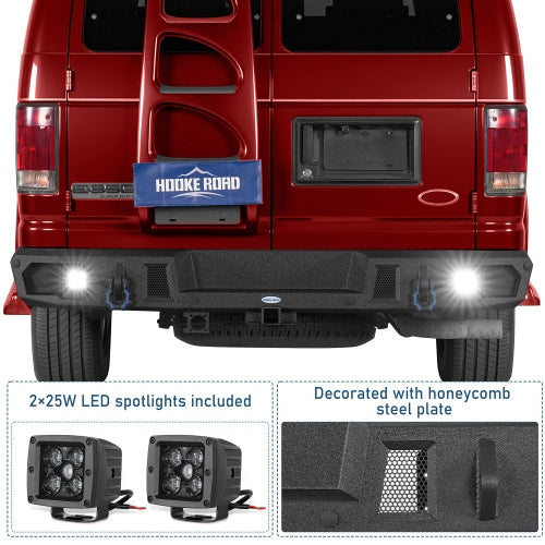 Guardian Ⅰ Rear Bumper w/ 2" Hitch Receiver for 1992-2014 Ford E-350 - Ultralisk4x4