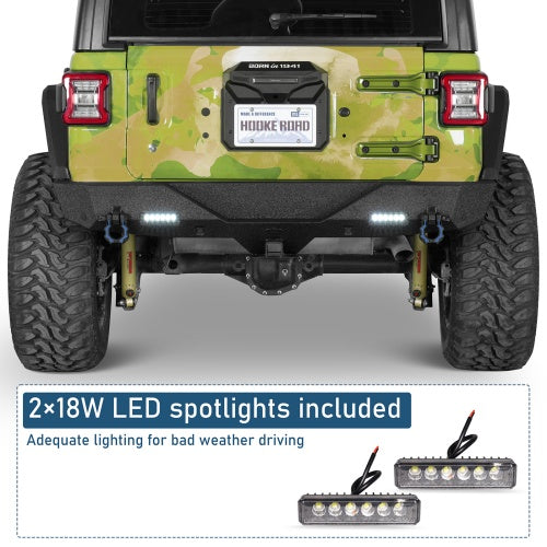 Off-Road Rear Bumper w/ LED spotlights For 2018-2026 Jeep Wrangler JL - Ultralisk4x4