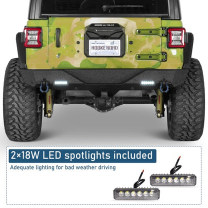 Off-Road Rear Bumper w/ LED spotlights For 2018-2026 Jeep Wrangler JL - Ultralisk4x4