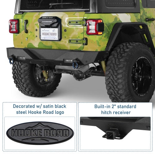 Off-Road Rear Bumper w/ LED spotlights For 2018-2026 Jeep Wrangler JL - Ultralisk4x4