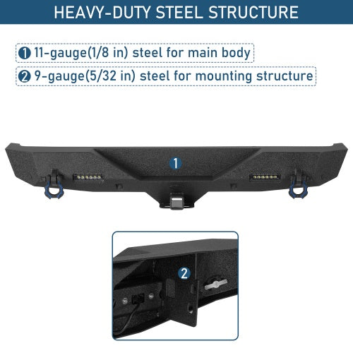 Off-Road Rear Bumper w/ LED spotlights For 2018-2026 Jeep Wrangler JL - Ultralisk4x4