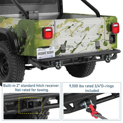 Tubular Rear Bumper w/2" Hitch Receiver for (1976-1986 Jeep CJ-5 CJ-7 CJ-8 Scrambler) - Ultralisk4x4