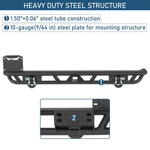 Tubular Rear Bumper w/2" Hitch Receiver for (1976-1986 Jeep CJ-5 CJ-7 CJ-8 Scrambler) - Ultralisk4x4