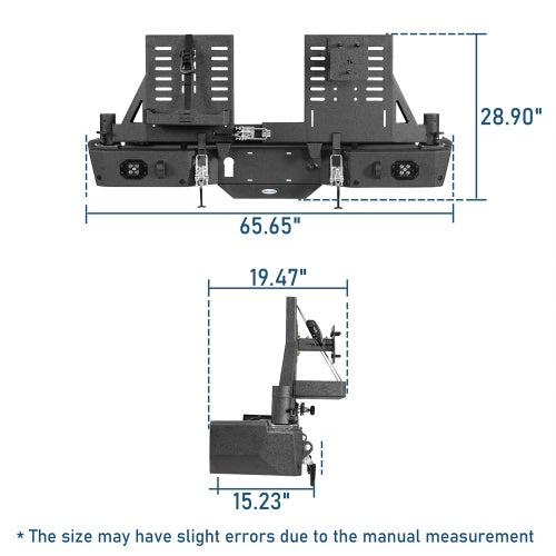Off Road Rear Bumper w/ Dual Swing Arms & Tire Carrier For 2020-2026 Jeep Gladiator JT Models- Ultralisk4x4