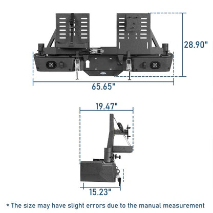 Off Road Rear Bumper w/ Dual Swing Arms & Tire Carrier For 2020-2026 Jeep Gladiator JT Models- Ultralisk4x4