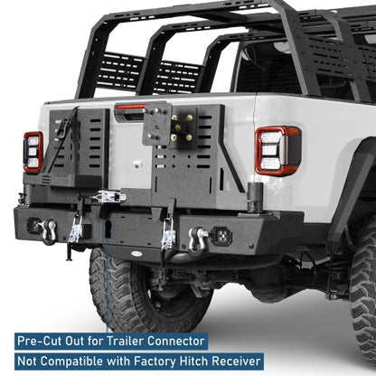 Off Road Rear Bumper w/ Dual Swing Arms & Tire Carrier For 2020-2026 Jeep Gladiator JT Models- Ultralisk4x4